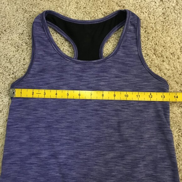 Jill Yoga Two Tone Deep Blue Heather Scoop Racerback Tank Top - Picture 11 of 13
